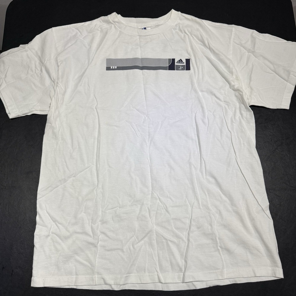 Vintage Adidas Athletic Gear Shirt White Mens Crewneck Short Sleeve Size Large
